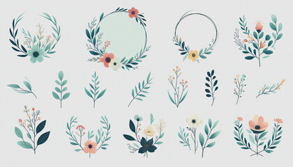 watercolor wedding flowers. Isolated on White Background