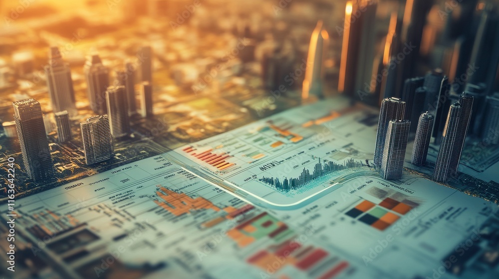 Poster clean 3d analysis with soft light and urban background