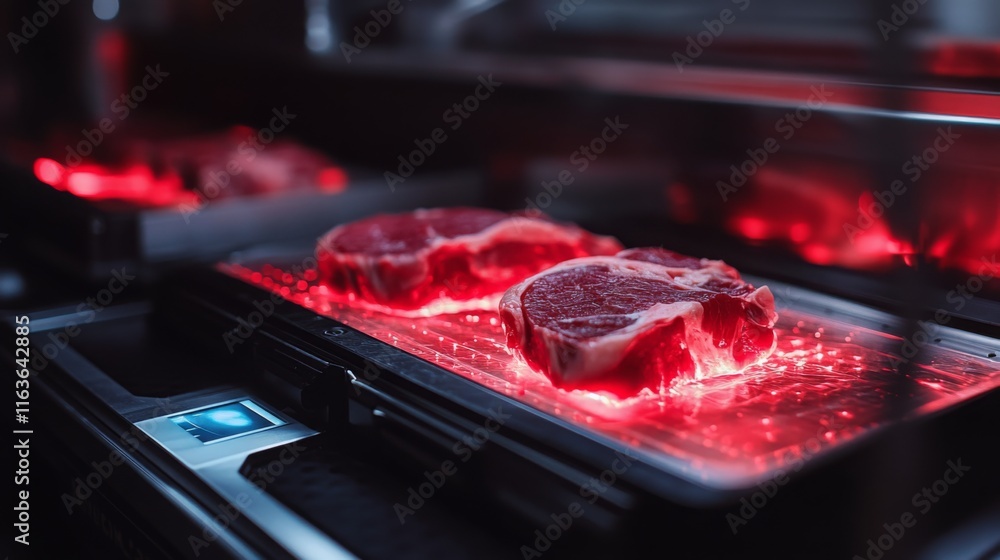 Fototapete high-tech meat processing line featuring ai technology to enhance efficiency.