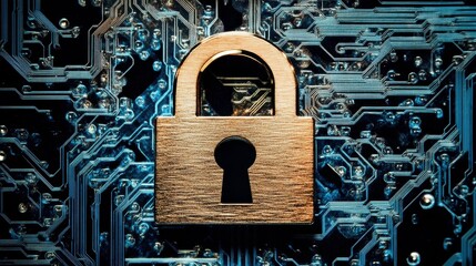 Digital Interface with Lock and Circuit Background