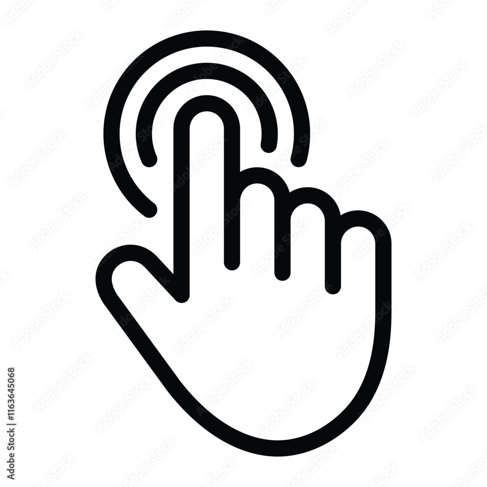 Poster touch screen finger press vector icon. hand gesture symbol for user interface, mobile devices, and d