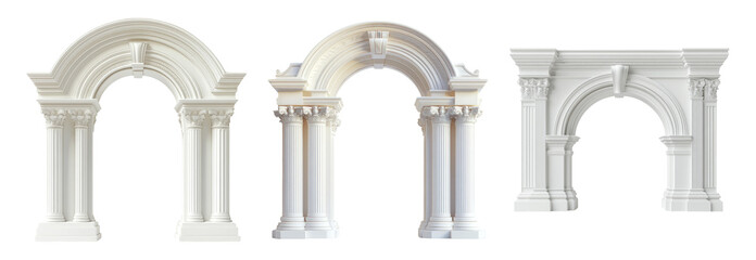 Elegant Architectural Arches Isolated on Transparent Background