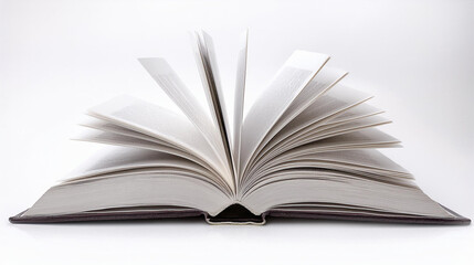 Fototapeta premium Open Book Displaying Flipping Pages on a Clean Background
