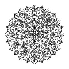 Ethnic and Mindful Mandala SVG PNG with flowers for Henna, Mehndi, tattoos, decoration and coloring book page for adults. Decorative ornament in ethnic oriental style. Outline doodle hand-drawn vector