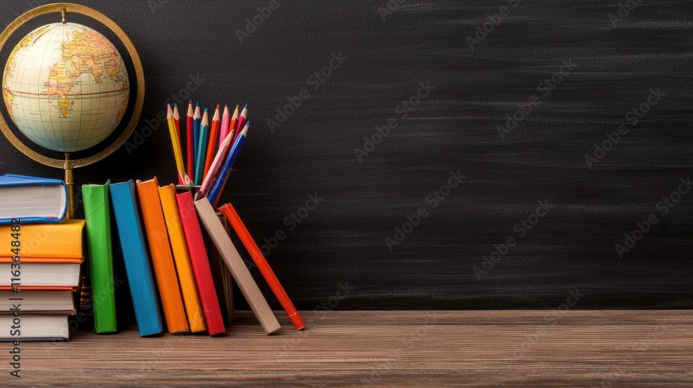 Poster educational resources and study materials classroom image learning environment close-up view knowled