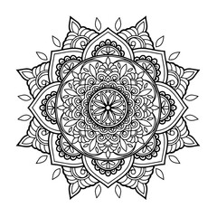 Ethnic and Mindful Mandala SVG PNG with flowers for Henna, Mehndi, tattoos, decoration and coloring book page for adults. Decorative ornament in ethnic oriental style. Outline doodle hand-drawn vector