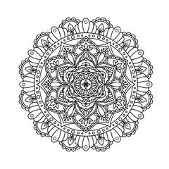 Ethnic and Mindful Mandala SVG PNG with flowers for Henna, Mehndi, tattoos, decoration and coloring book page for adults. Decorative ornament in ethnic oriental style. Outline doodle hand-drawn vector