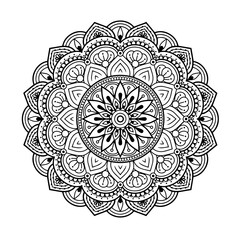 Ethnic and Mindful Mandala SVG PNG with flowers for Henna, Mehndi, tattoos, decoration and coloring book page for adults. Decorative ornament in ethnic oriental style. Outline doodle hand-drawn vector