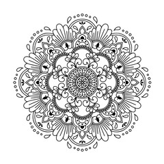 Ethnic and Mindful Mandala SVG PNG with flowers for Henna, Mehndi, tattoos, decoration and coloring book page for adults. Decorative ornament in ethnic oriental style. Outline doodle hand-drawn vector