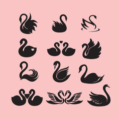 The silhouette of the black goose is arranged in a lattice pattern for artistic design purposes