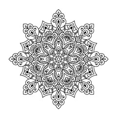 Ethnic and Mindful Mandala SVG PNG with flowers for Henna, Mehndi, tattoos, decoration and coloring book page for adults. Decorative ornament in ethnic oriental style. Outline doodle hand-drawn vector