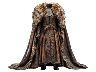 Fototapeta premium Elegant Bride Gown with Leather and Fur Features on Display