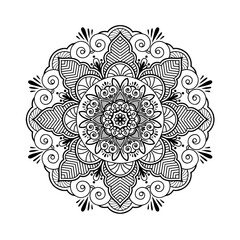 Ethnic and Mindful Mandala SVG PNG with flowers for Henna, Mehndi, tattoos, decoration and coloring book page for adults. Decorative ornament in ethnic oriental style. Outline doodle hand-drawn vector