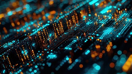 Obraz premium Abstract Digital Circuitry: A Symphony of Data and Light