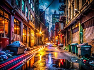 Fototapeta premium Long Exposure Chaos: City Street Anarchy at Night