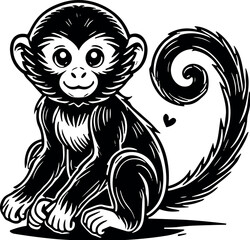 Macaque Monkey vector black silhouette cricut design for T-shirt