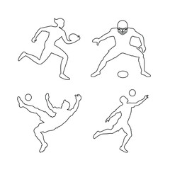 Set of football vector line art design.