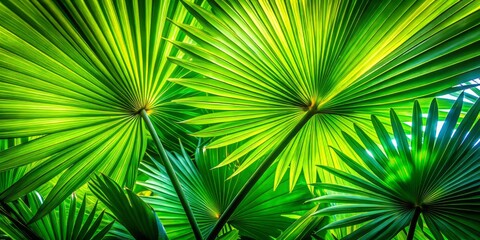 Obraz premium Lush Green Tropical Palm Leaves Macro Photography - Vibrant Nature Background