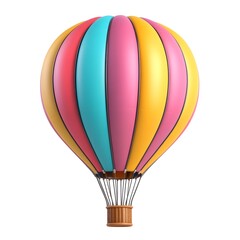 Colorful hot air balloon with a yellow stripe