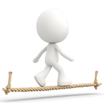 recommend clip art: White figure is walking on a rope bridge