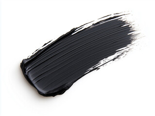 Black mascara texture, brush stroke isolated on white background. Cosmetic product swatch