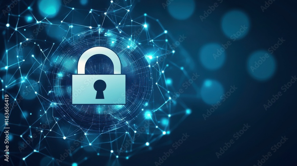 Poster secure communications with abstract background and visuals