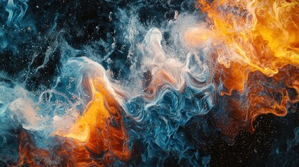 Abstract Fire and Ice Swirl: A Cosmic Dance of Opposites