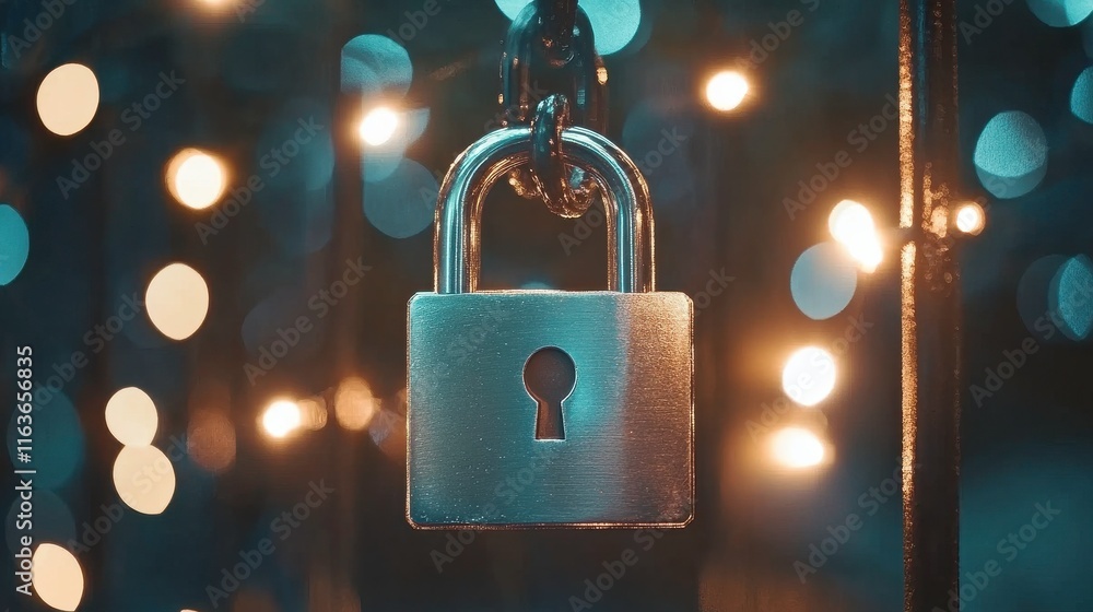 Poster secure lock with abstract background and soft light