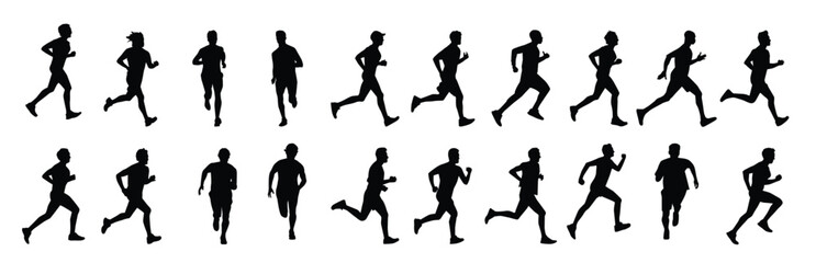 Set of  Running man silhouette vector illustration