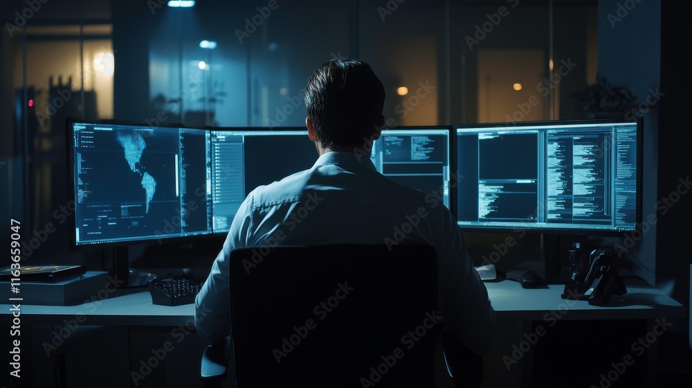 Poster tech analysis with clean background and soft lighting