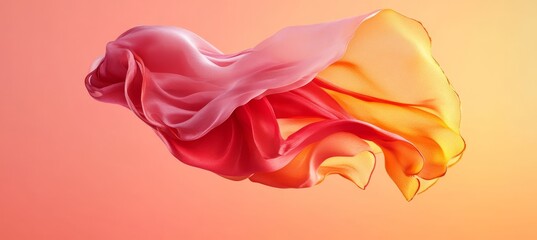 Flowing, Vibrant Red, Gold, and Pink Intertwined Abstract Ribbon. Dynamic Movement with Space