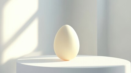Fototapeta premium Minimalistic Pastel Easter Egg on White Surface with Serene Modern Vibe