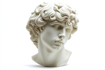 Obraz premium Isolated gypsum replica of the ancient Antinous head Plaster sculpture of a young man s f