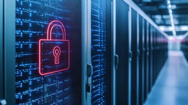 Technology Protection Overlay on Data Center Background