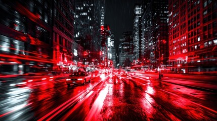 Obraz premium Red City Nightscape: A Motion Blur Masterpiece