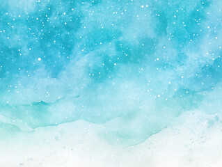 Obraz premium Blue watercolor space background. Illustration painting