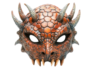 Detailed Dragon Mask with Claws and Scales on Transparent Background