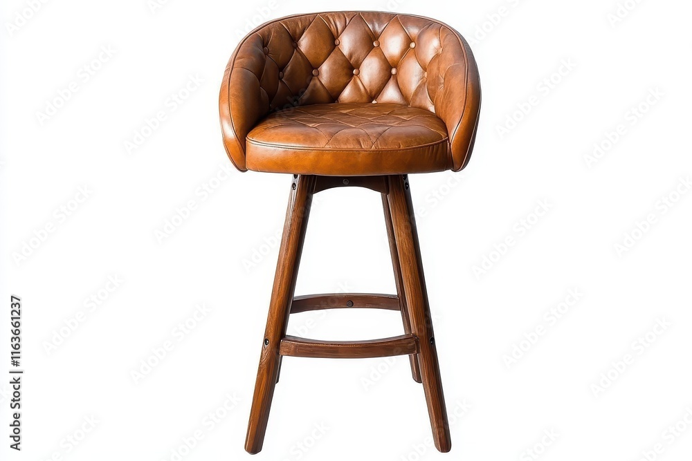 Wall mural Isolated white background leather bar stool