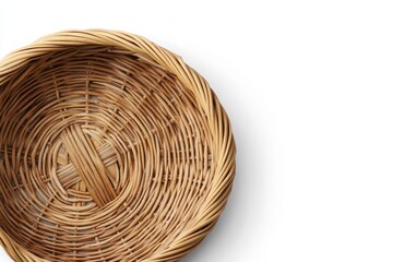 Isolated white background with an empty wicker basket design