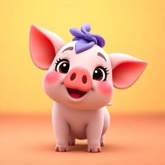 Fototapeta premium baby pig isolated cartoon 3D character 