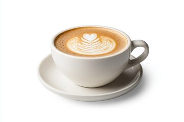 isolated white cup of hot coffee on white background