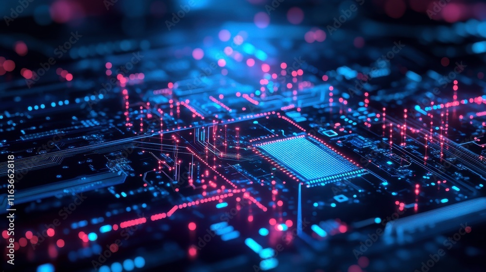 Poster abstract tech circuit visuals with bright light effects