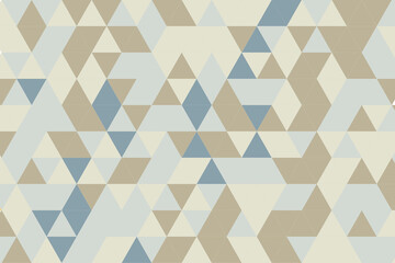 Fototapeta premium ベージュとブルーを貴重としたアースカラーのトライアングルパターンが調和する幾何学的背景 | Geometric Background with Harmonious Beige and Blue Triangle Pattern