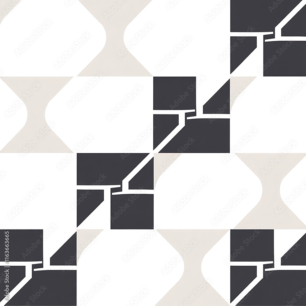 Aufkleber abstract geometric pattern: black and white geometric pattern with repeating shapes. a minimalist de