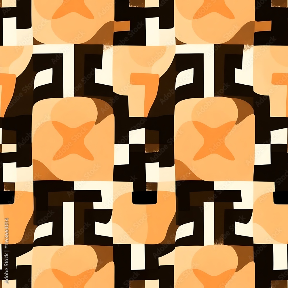 Poster abstract geometric pattern in warm tones: a mesmerizing abstract pattern with a dynamic, geometric d
