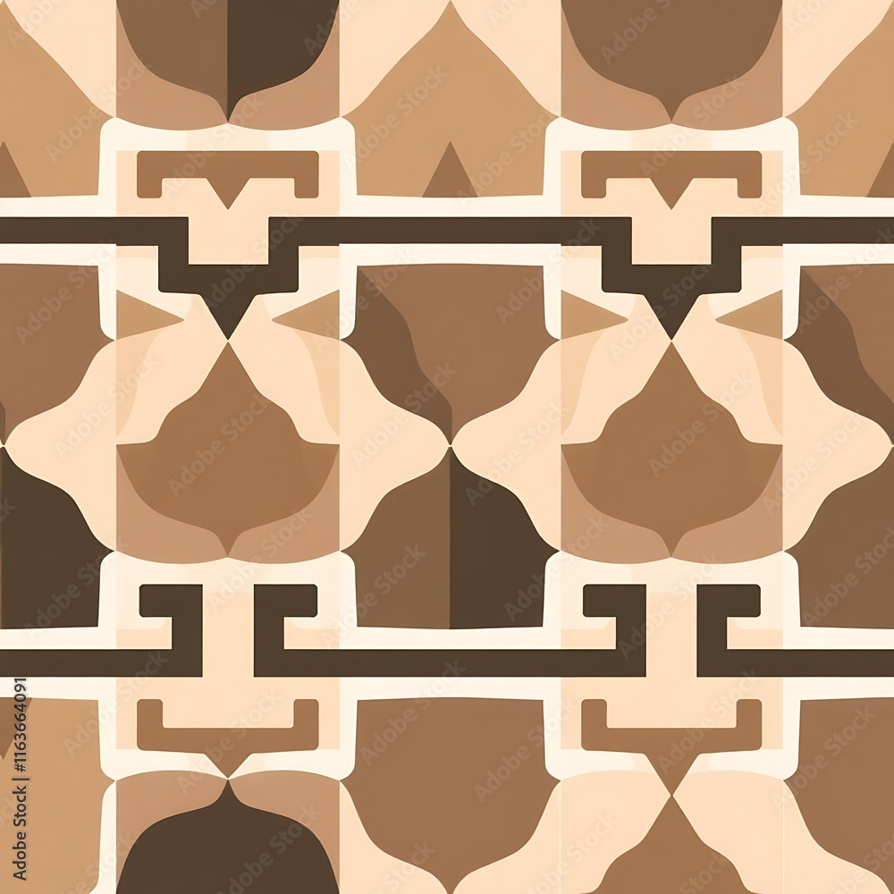 Poster abstract geometric pattern: this seamless pattern features an intricate geometric design in warm, ea