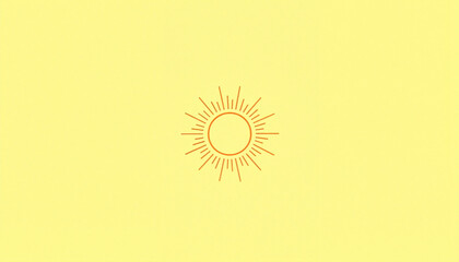 Simple sun illustration on a yellow background with rays radiating outward for a bright design