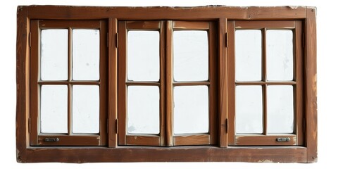 Rustic Wooden Multi-Pane Window with Weathered Frame, Ideal for Home Decor or Architectural Design Projects