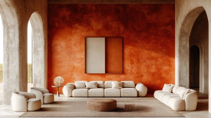 Minimalist living room interior design modern style high fidelity photography elegant environment spacious viewpoint contemporary concept