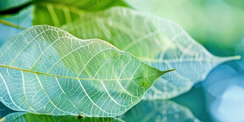 Obraz premium transparent leaves green natural forest minimal wallpaper elegance